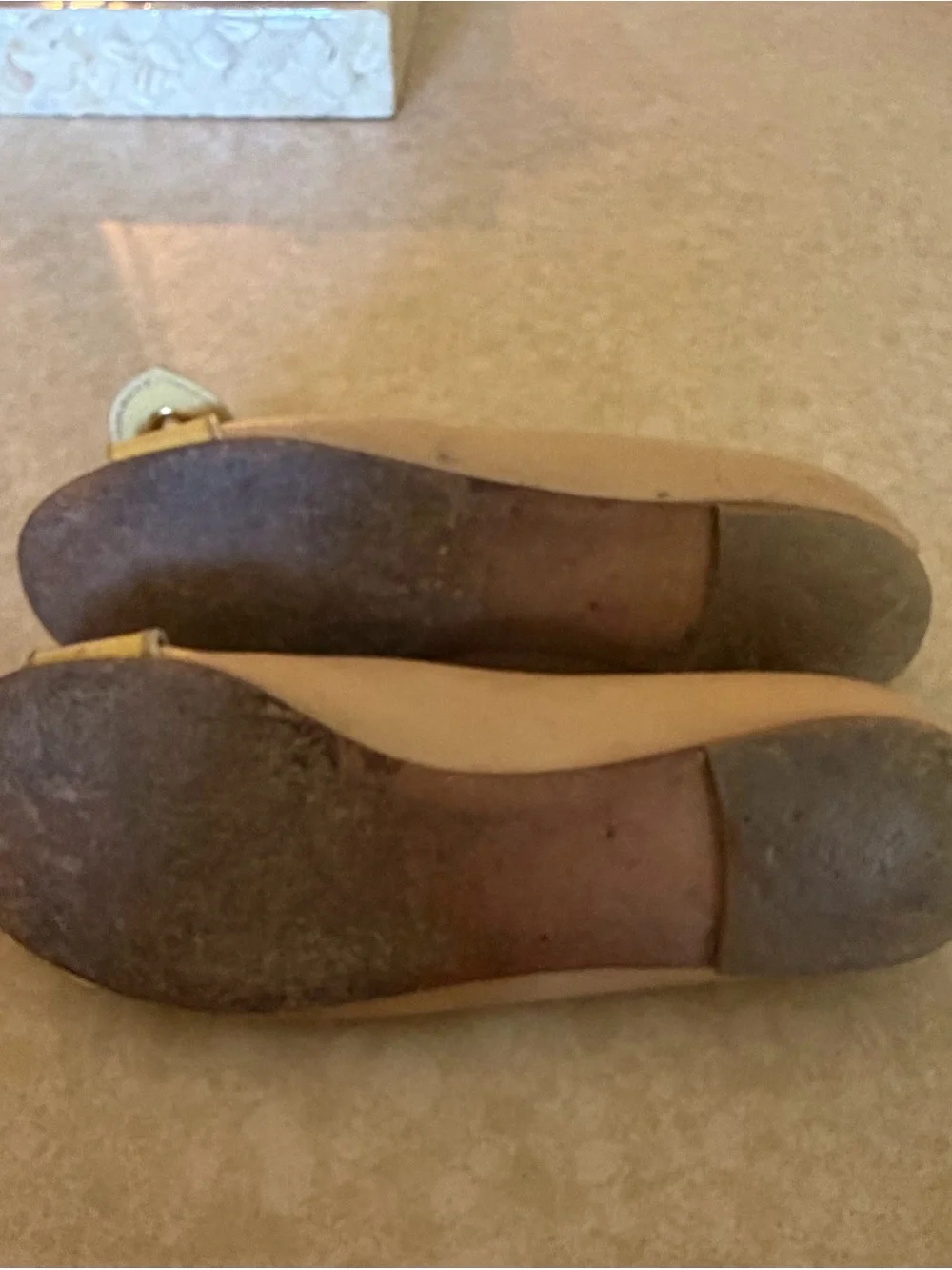 Giuseppe Zanotti Gold Buckle Ballet Flats tan leather cream patent leather 6 36